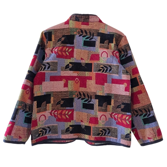 Traditions Artisan Jacket Colorful Tapestry Zip Front Coat Boho Patterned Size 8 - Picture 10 of 12